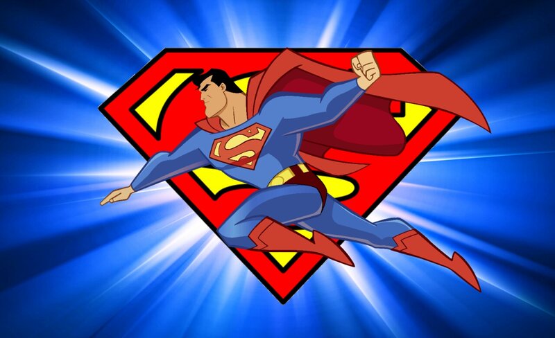Superman Flying — Blue, Dynamic, Digital Art