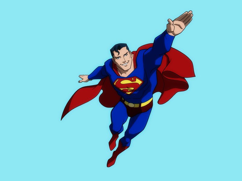 Superman Flying — Blue, Heroic, Anime