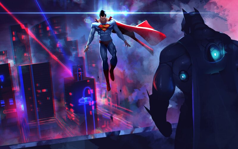 Superman Flying in City