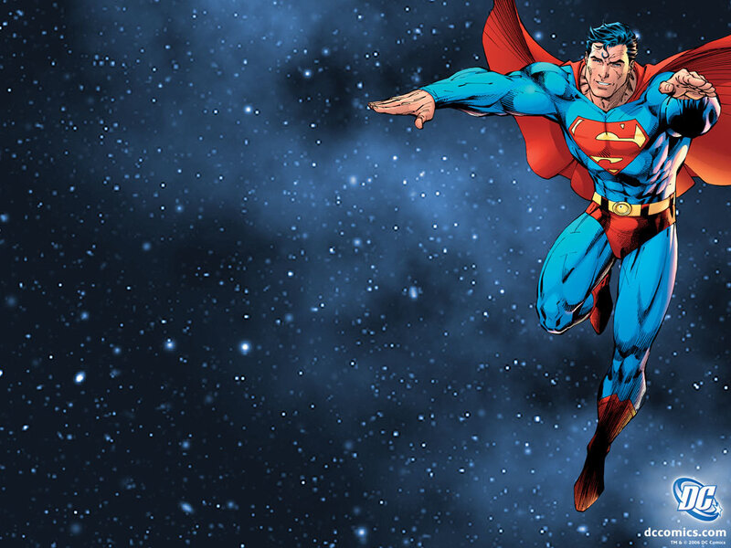 Superman flying in space