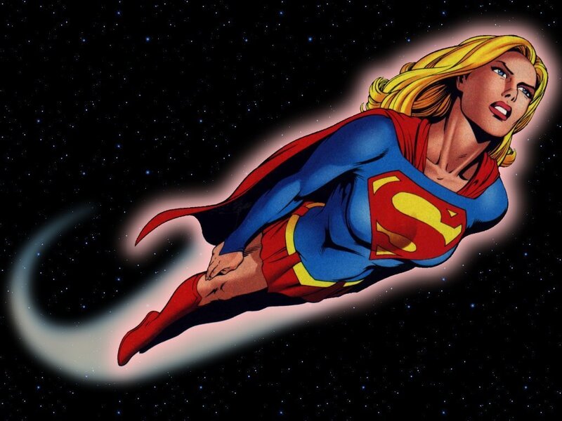 Superman Flying in Space — Blue, Dramatic