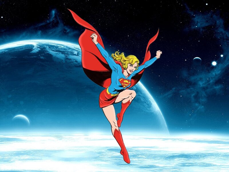 Superman Flying in Space — Blue, Heroic