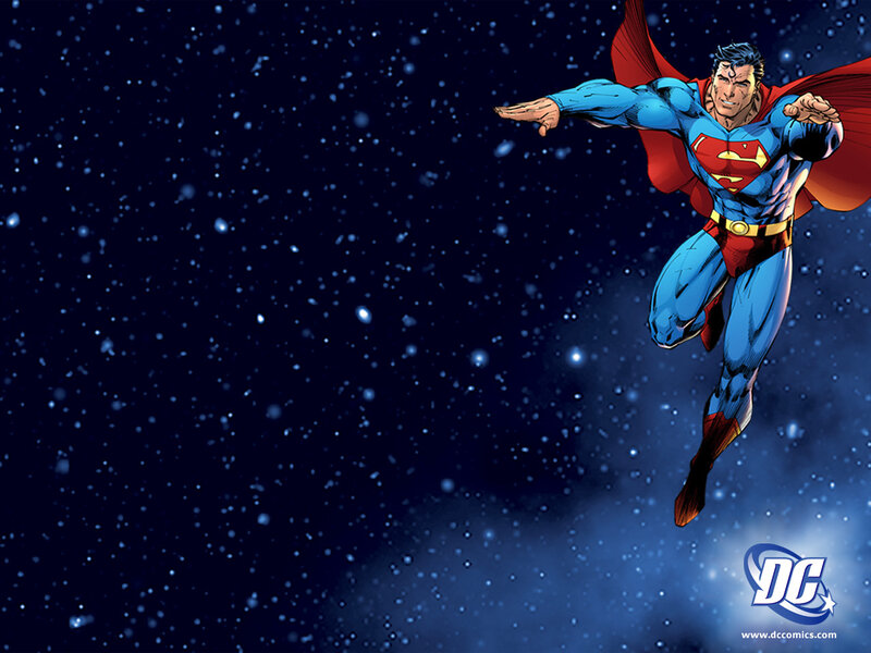 Superman flying in space