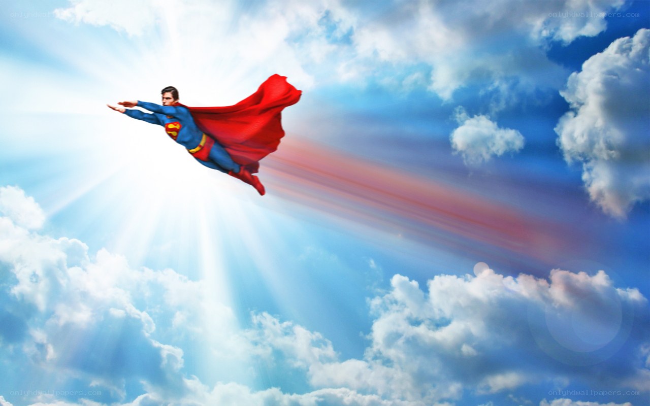 Superman flying in the sky