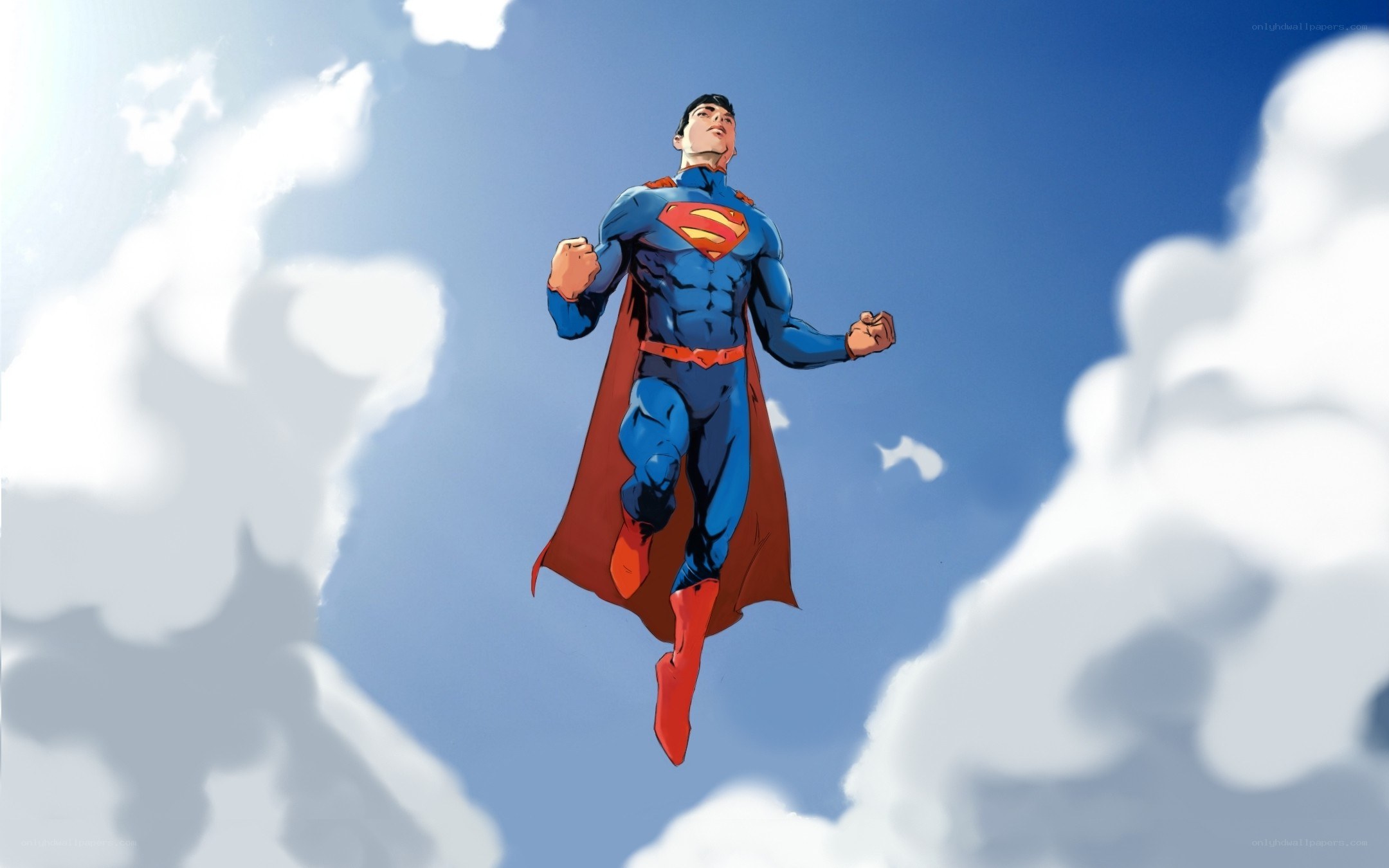 Superman flying in the sky