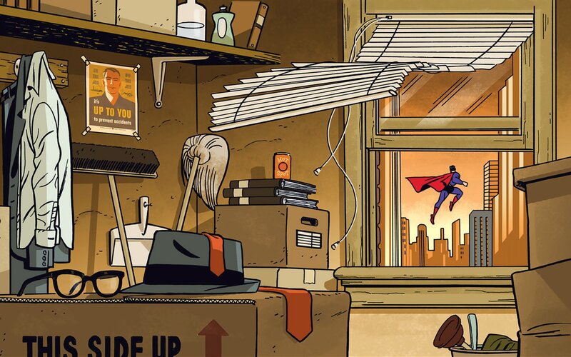 Superman Flying Outside — Brown