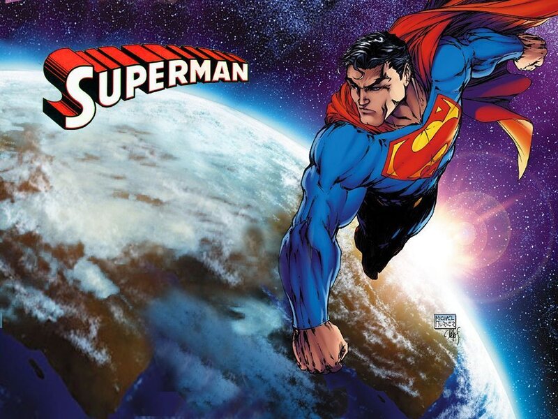 Superman Flying over Earth — Blue, Dramatic