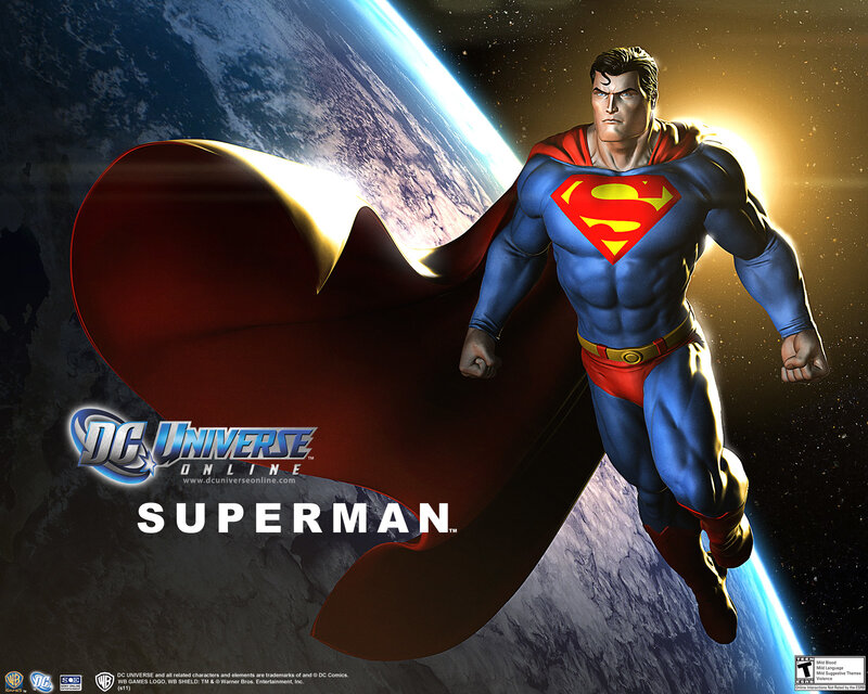 Superman Flying over Earth — Blue