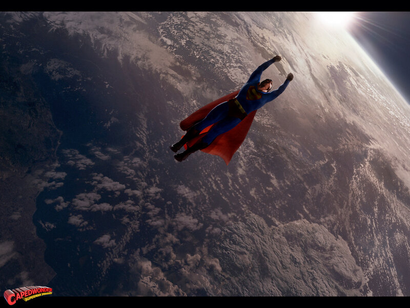 Superman flying over Earth