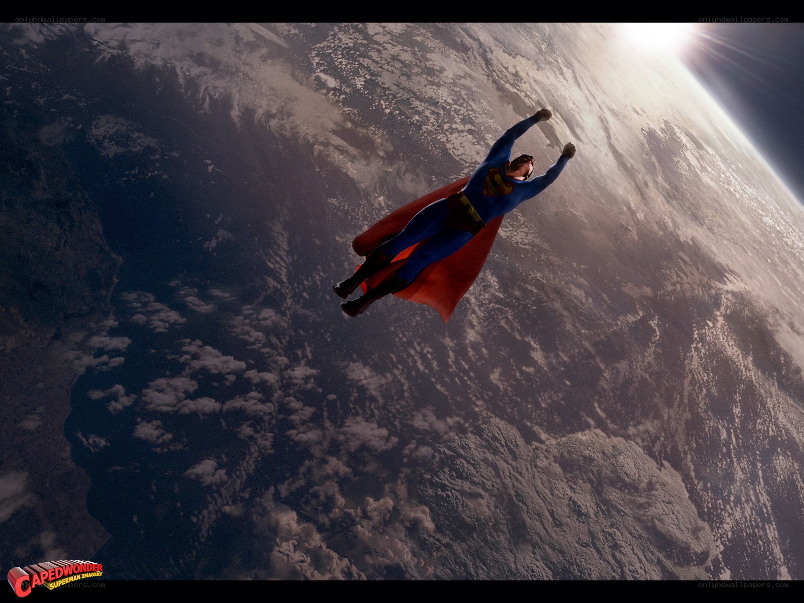 Superman flying over Earth