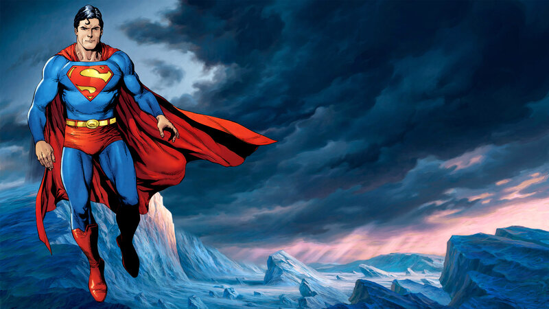 Superman Flying over Ice — Blue, Dramatic