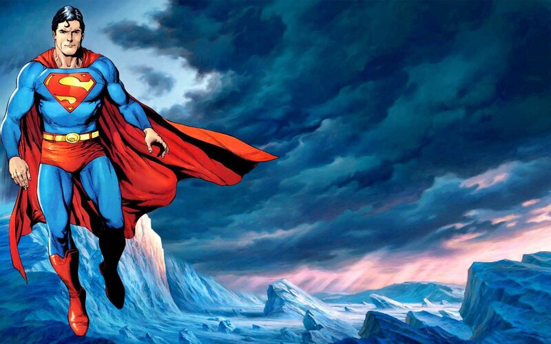 Superman Flying over Ice — Blue
