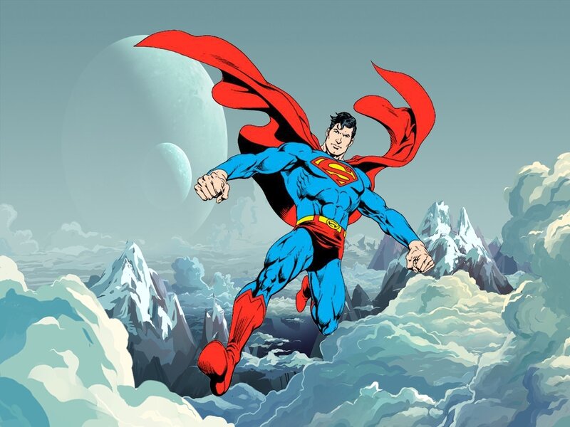 Superman Flying over Mountains