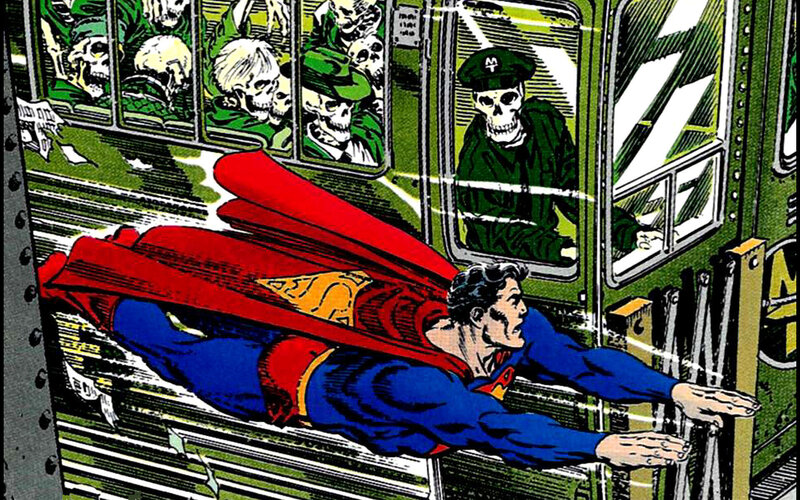 Superman Flying Past Train