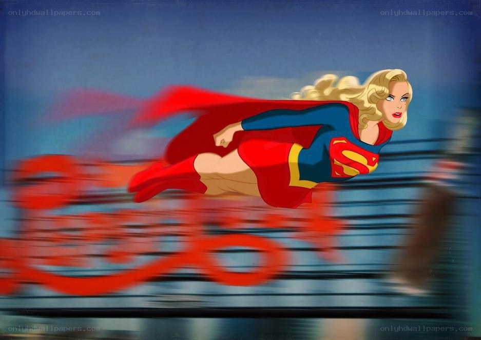 Superman flying through the sky