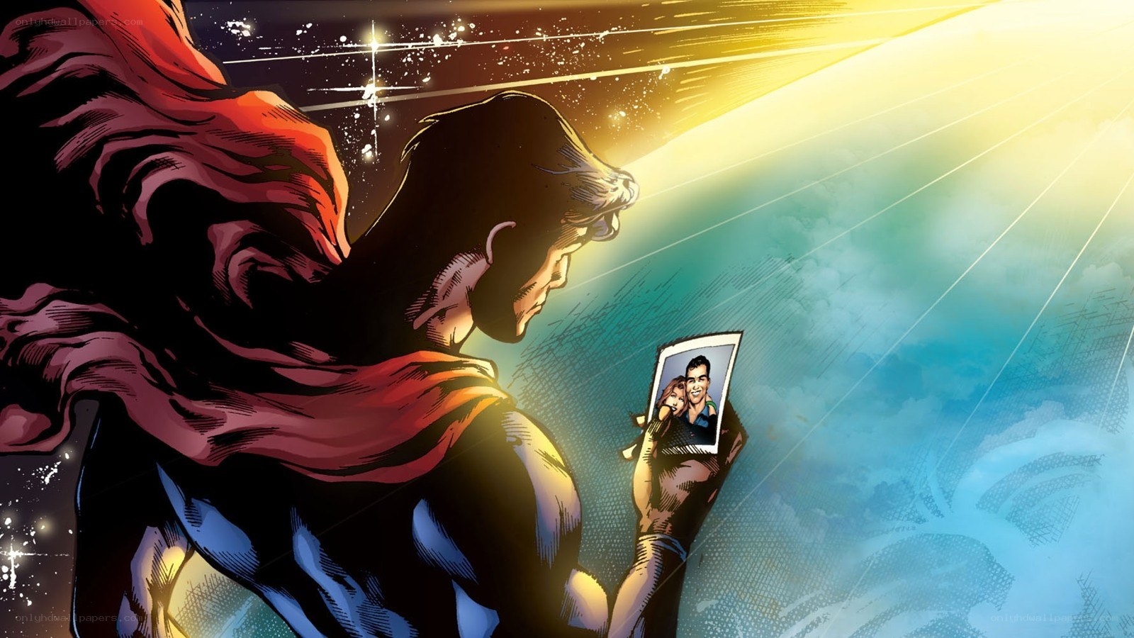 Superman holding a photo