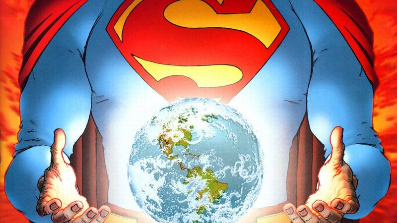 Superman Holding Earth — Blue, Dramatic