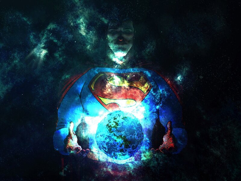 Superman holding the Earth
