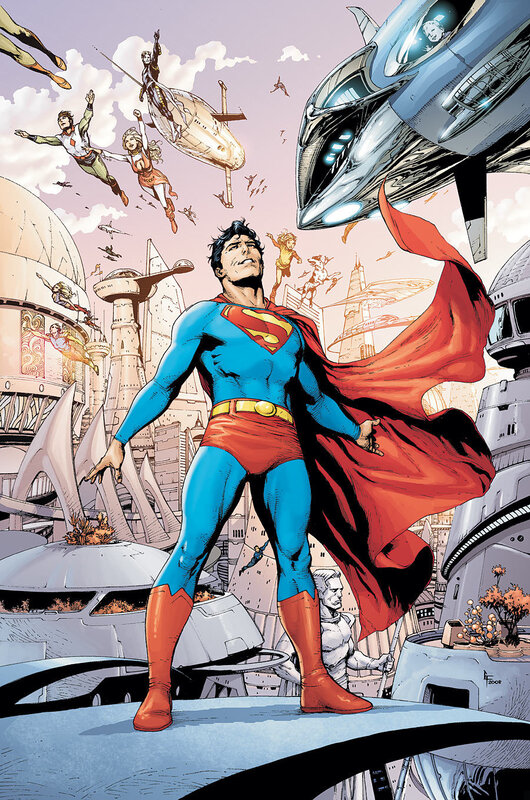 Superman in a futuristic city
