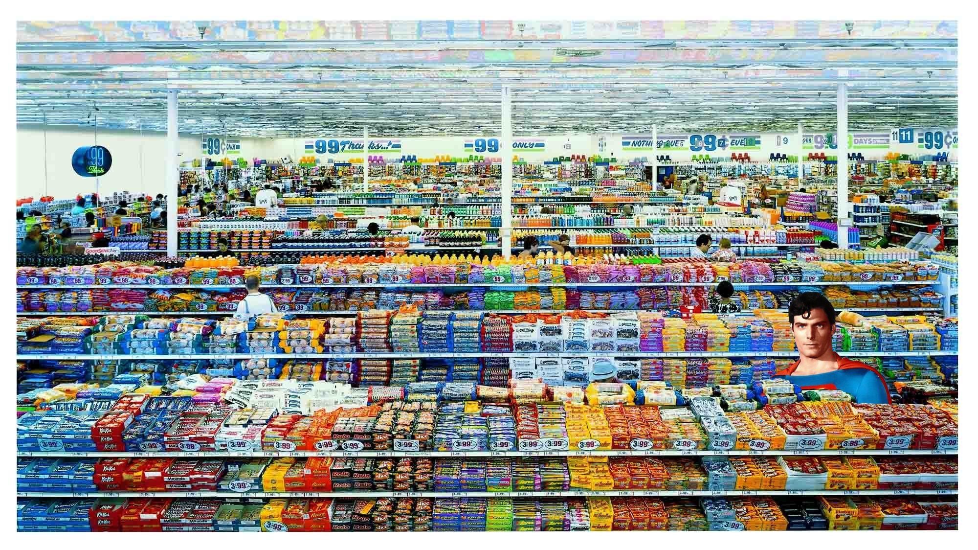 Superman in a grocery store