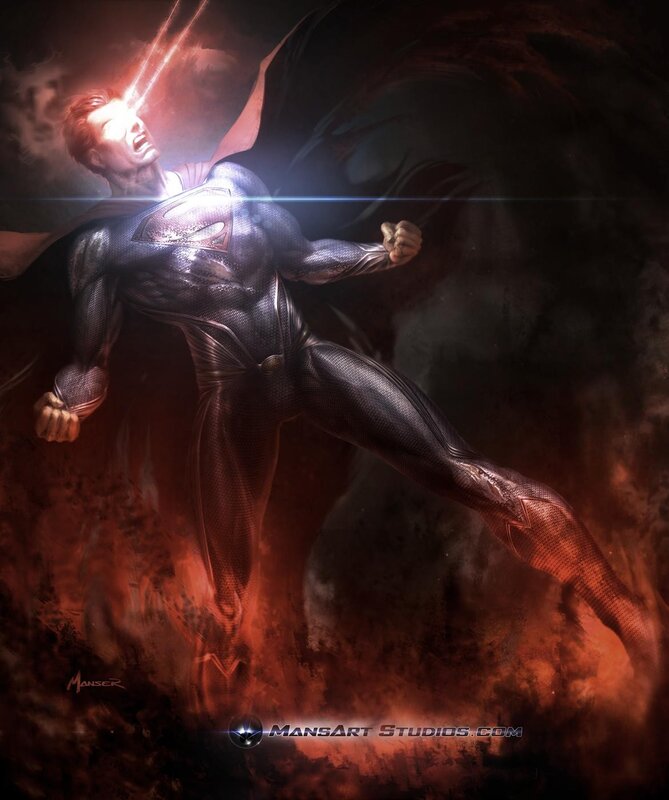 Superman in Black Suit — Dramatic, Digital Art