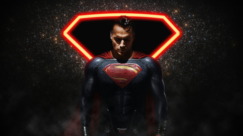 Superman in Black Suit — Dramatic, Night