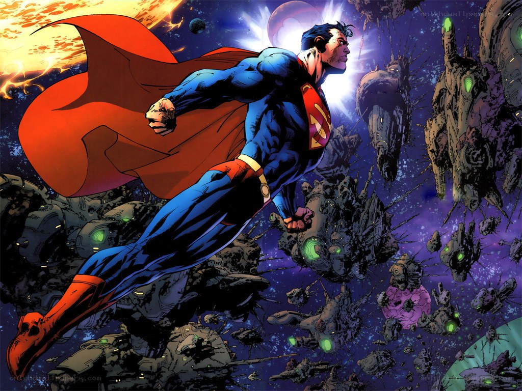 Superman in space battle