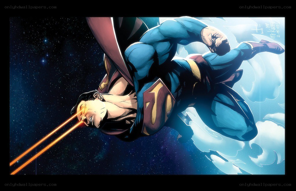 Superman in space with heat vision