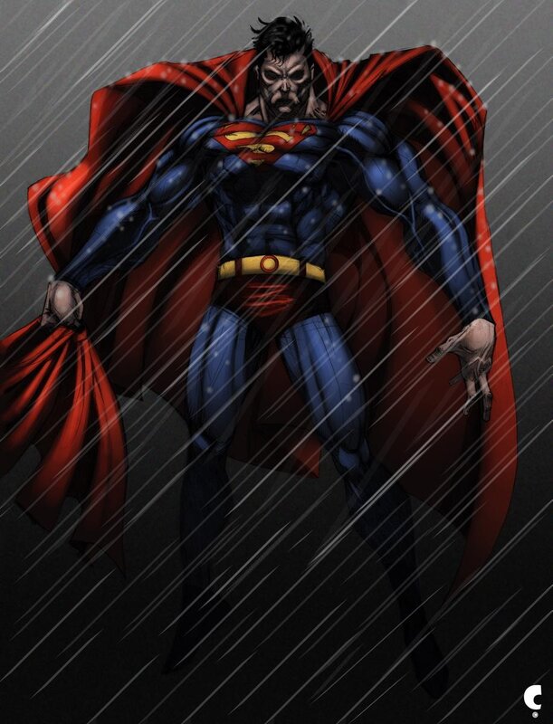 Superman in the rain