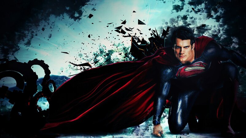 Superman Kneeling — Red, Dramatic, Digital Art