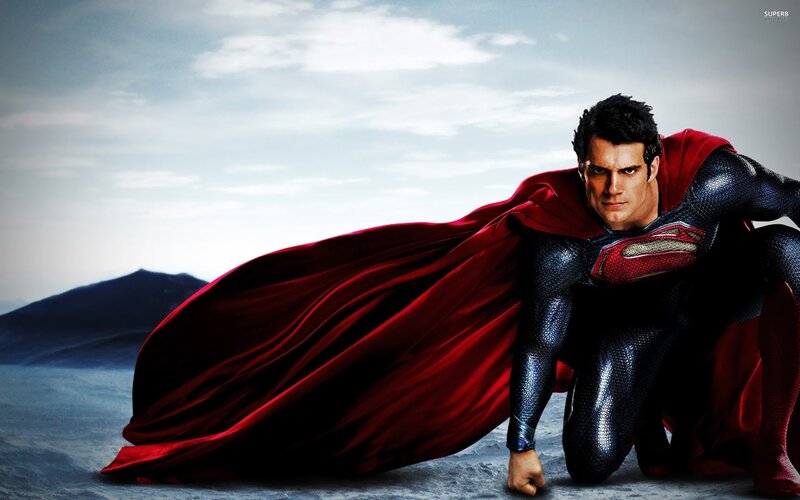 Superman Kneeling — Red, Dramatic, Photograph, Cape