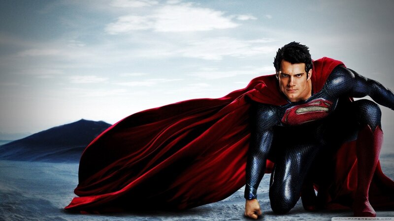 Superman Kneeling — Red, Dramatic, Photograph