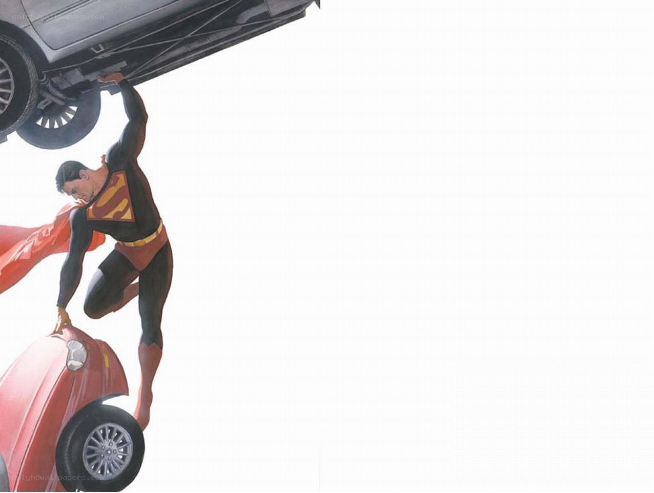 Superman lifting cars