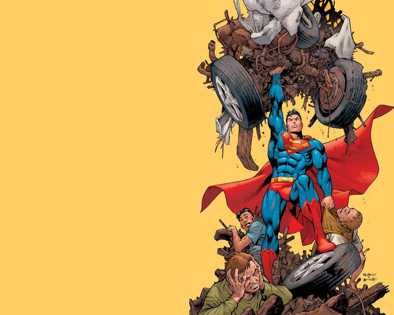 Superman Lifting Debris