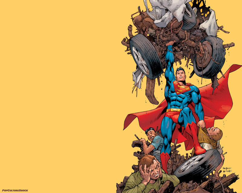Superman Lifting Debris — Yellow