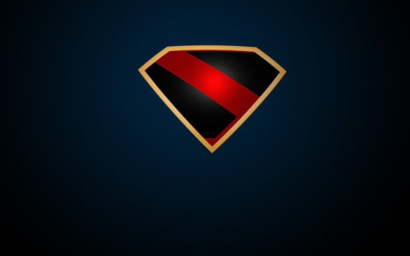 Superman Logo — Blue, Dramatic, Digital Art, Shield, Red Stripe