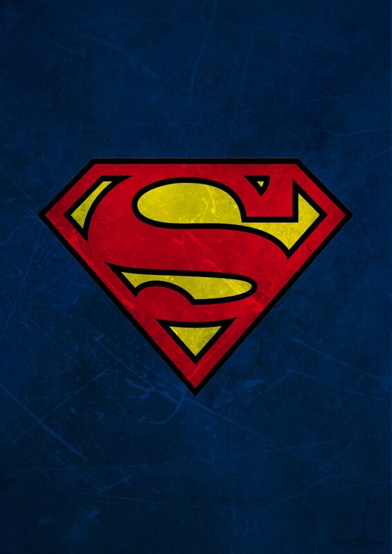 Superman Logo — Blue, Dramatic, Digital Art, Shield, Red, Yellow, S