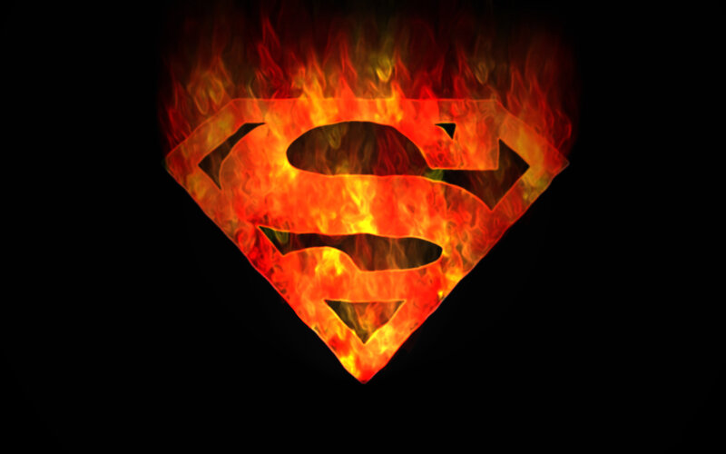 Superman logo in flames