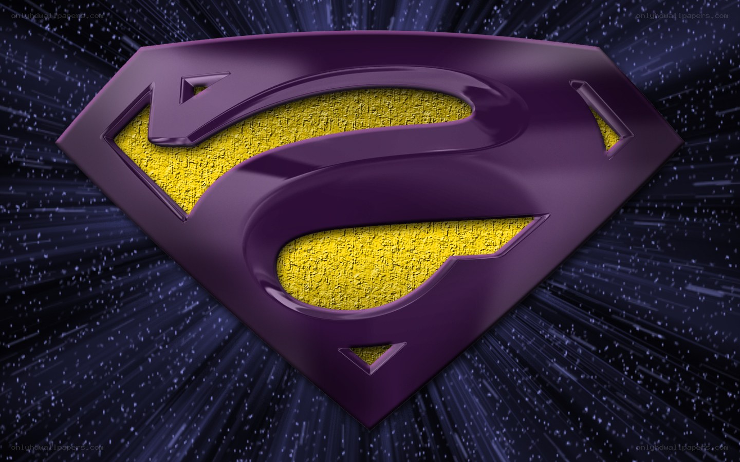 Superman logo in purple and yellow