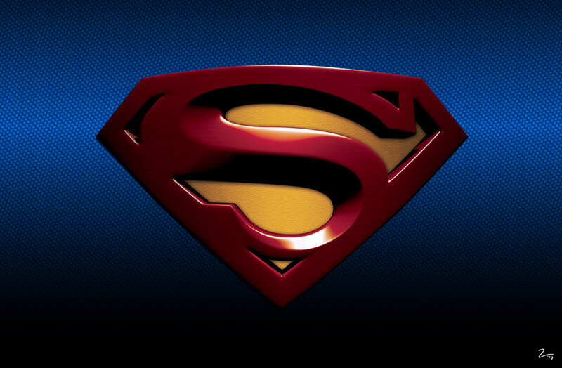 Superman logo on blue background