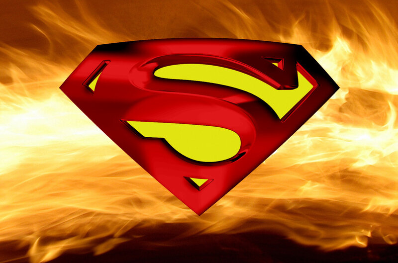 Superman logo on fire