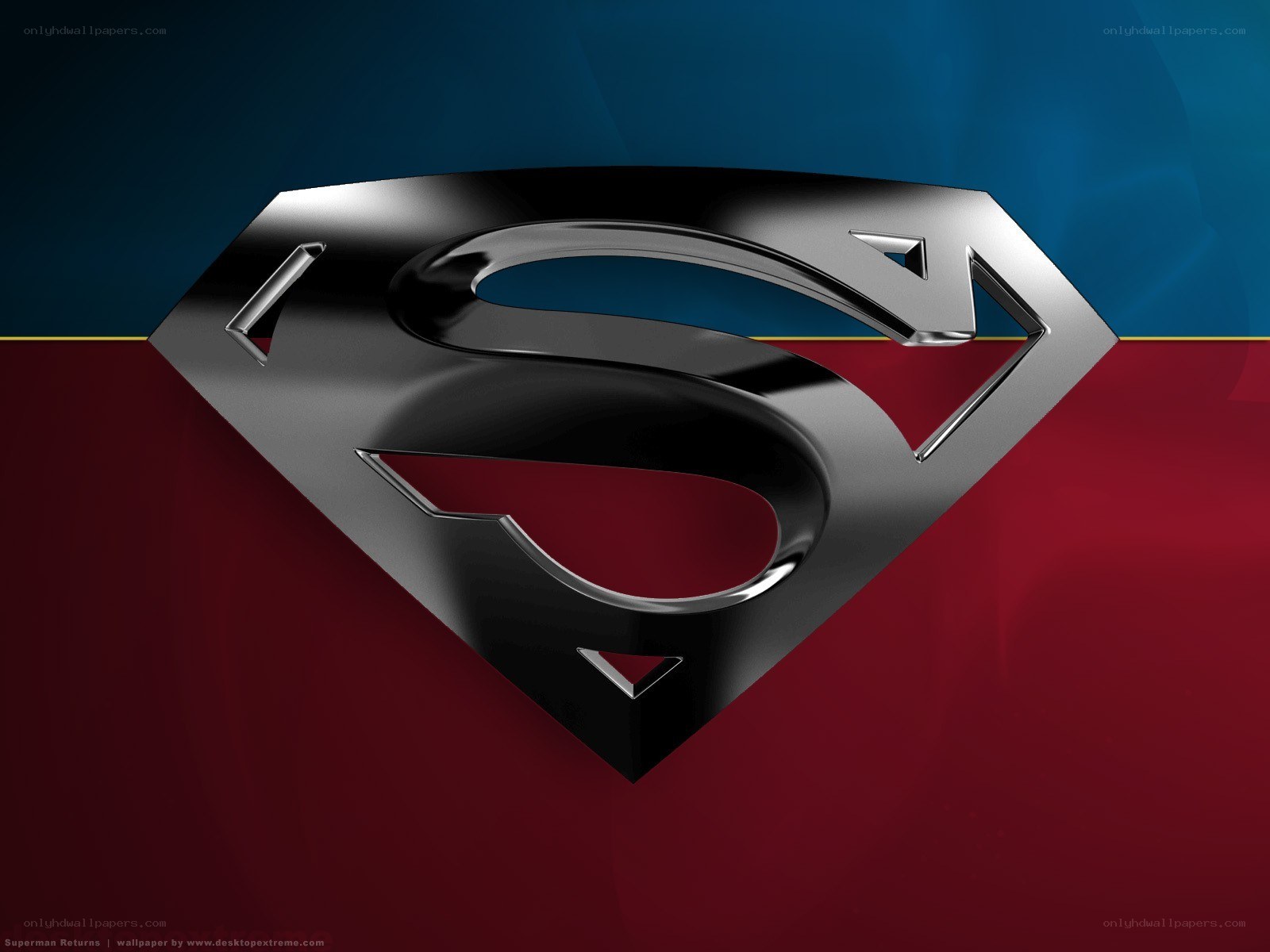 Superman logo on red and blue