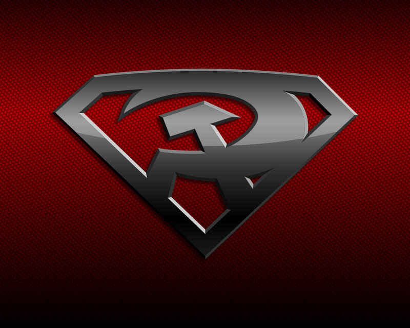 Superman logo on red background