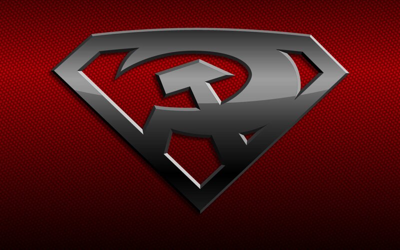 Superman logo on red background