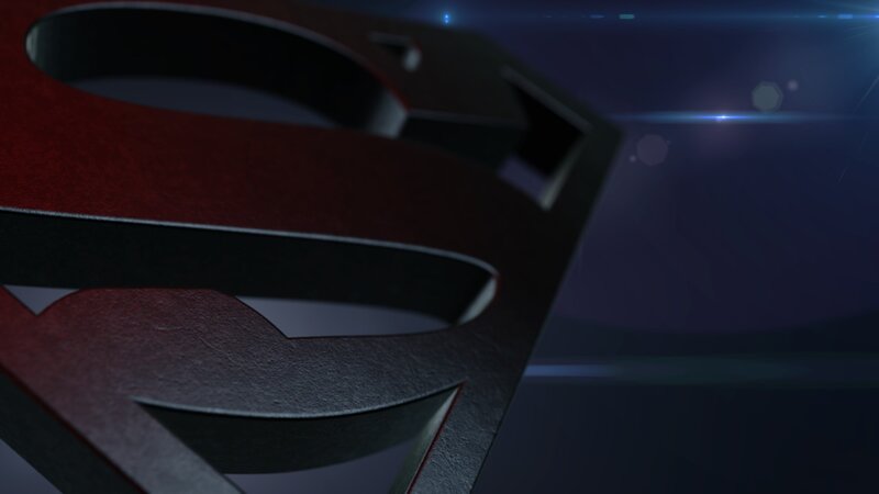 Superman Logo — Red, Dramatic, 3d Render, Light Flares