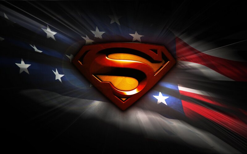 Superman Logo — Red, Dramatic, Digital Art, Flag