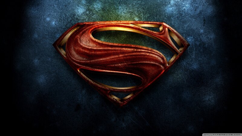 Superman Logo — Red, Dramatic, Digital Art, Metallic Texture, Dark Background