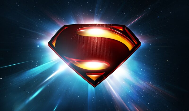 Superman Logo — Red, Dramatic, Night, Digital Art