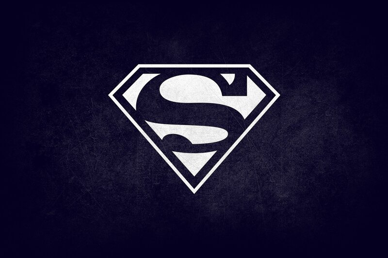 Superman Logo — White, Dramatic, Vector Art