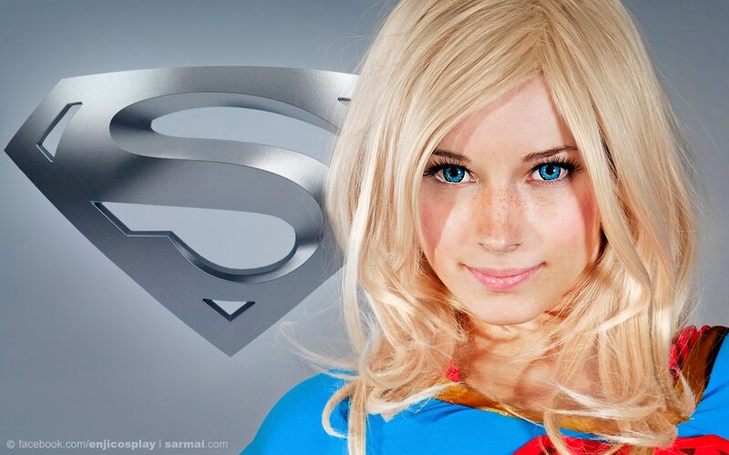 Superman logo with cosplayer